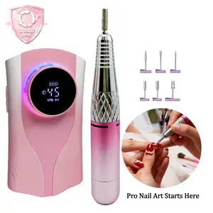 Cordless Nail Drill for Beginners - 30,000RPM, 45 Speeds, LCD Screen | Safe & Easy Gel Polish Remover, Nail Shaper & Buffer | Home Manicure Practice Kit, Nail Art Training Tool | Gradient Pink