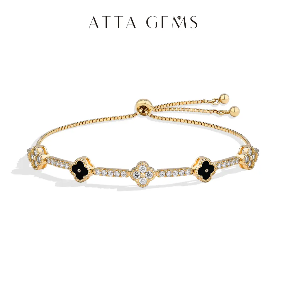ATTAGEMS Lucky Moissanite Bracelet for Women, S925 Sterling Silver Daily Wear Jewelry, Accessories for Women, Womens Gifts, Gifts For Women
