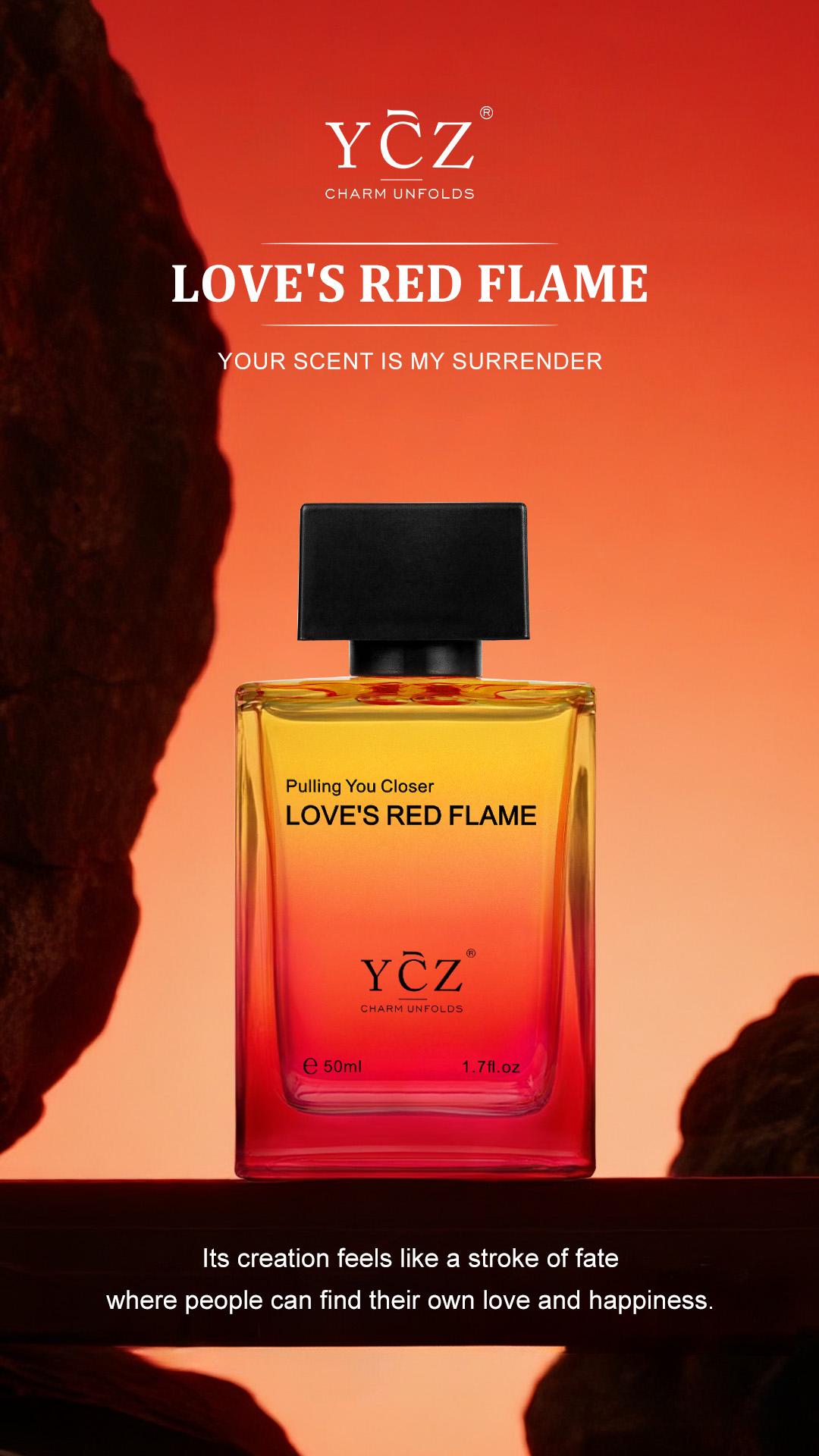 YCZ Love's Red Flame Eau de Parfum 50ml Woody Spicy Fruity Chypre Cologne for Men Pineapple Apple Top Oakmoss Ambergris Base Notes Long Lasting Perfumes 2-Pack Long Lasting Perfumes Long Lasting Scent Natural Fragrance