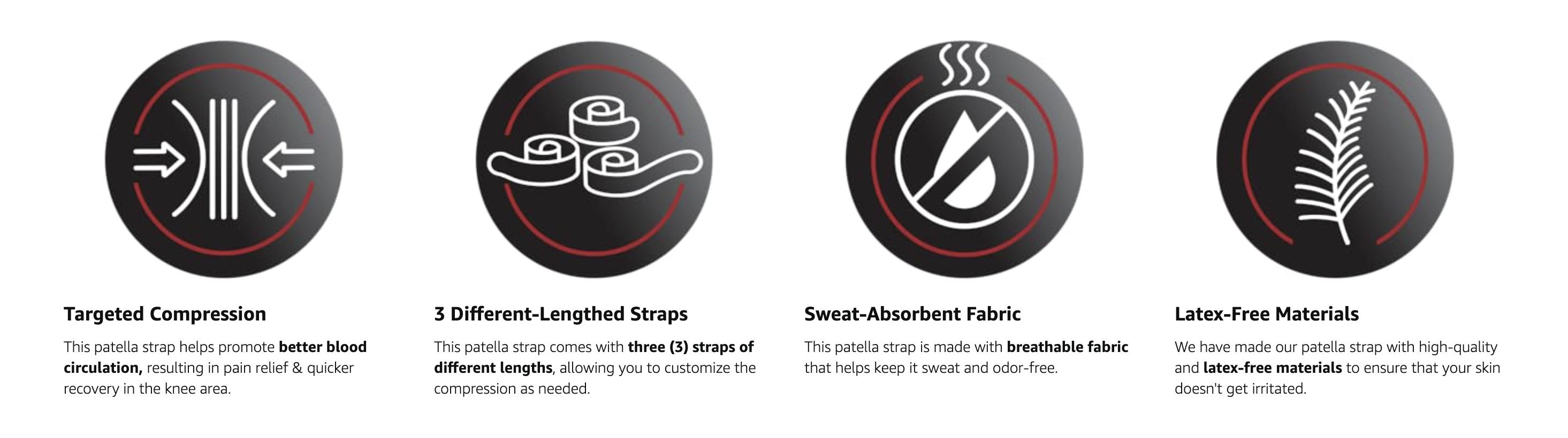 Patellar Strap for Adults' Knee Pain Relief | Adjustable Support for Tendonitis, Running & Full-Range Movement