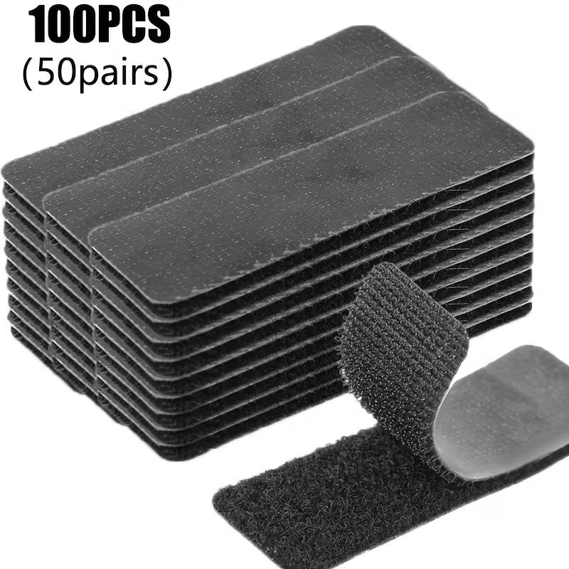 100 PCS Heavy Duty Double Sided Hook and Loop Strips | Reusable Adhesive Mounting Tape Strong Stick for Wall Hanging Picture Frames Cable Organizer DIY Home Decor Office Organization