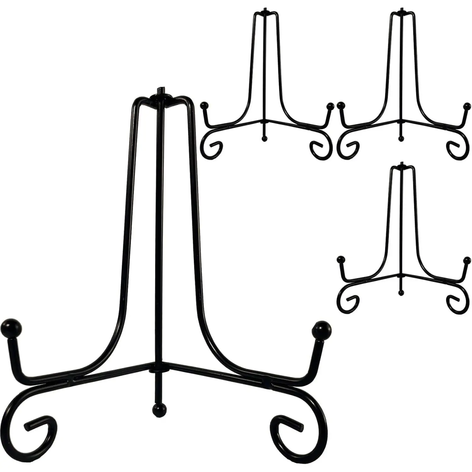 4PCS Premium Black Iron Plate Stands for Display 6 Inch, Decorative Solid Metal Plate Holders for Displaying, Mini Easel, Frame, Book, Card, Plaque, Bowl, Picture Stands for Display