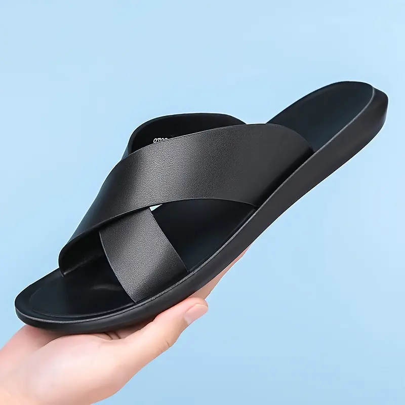 Men Solid Colour Airy Slip Cross Straps Open Toe Non Slip Daily Durable Slds Footwear, Strappy, Warm, Wide Width, Easy On, Adjustable, Gladiator, Supportive, Comfy, Walking, Memory Foam Everyday Style Pair Versatile