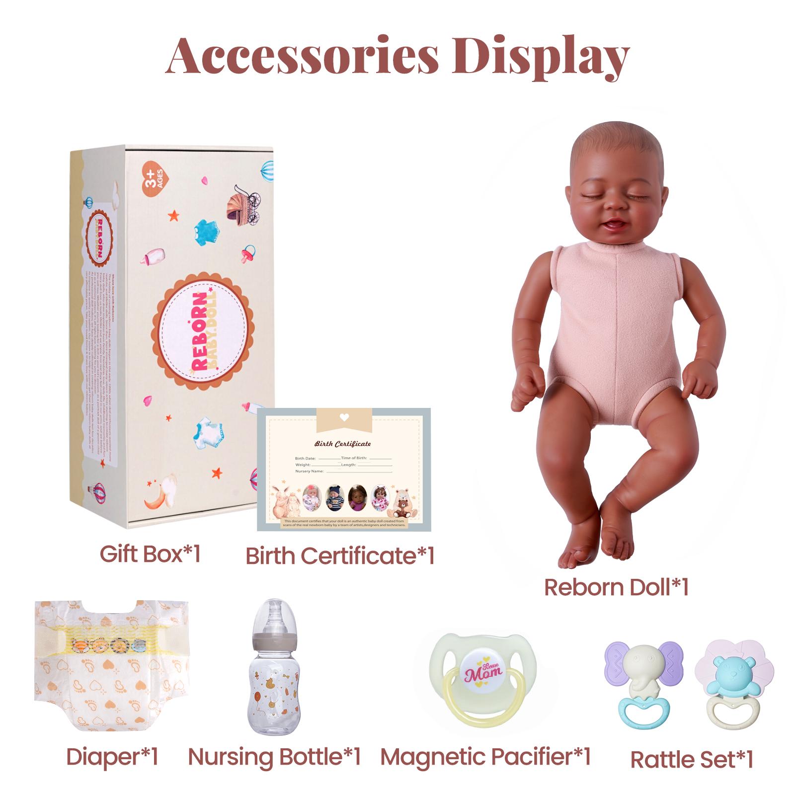 BABESIDE Lifelike Reborn Baby Dolls Black Girl Callie - 20 - Inch Soft Body Realistic Newborn Baby Doll Poseable Limbs Real Life Baby Dolls with Clothes and Toy Gift for Kids Age 3+ Rebornbabydoll