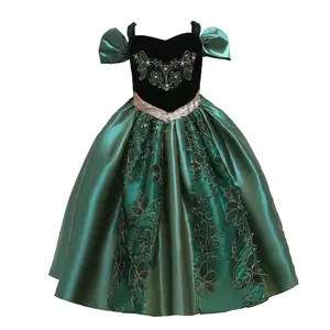 New2026 Frozen Queen Anna & Elsa Dress✨Crystal Embroidery & Detachable Cape| Girls Princess Halloween Costume & Ballet Recital Gown