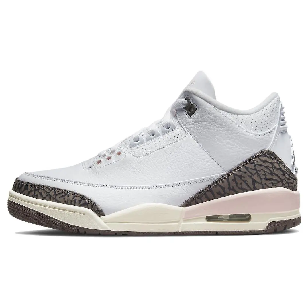 Women's Air Jordan 3 Retro 'Neapolitan' Low-Top Lace-Up Casual Trainers, Style CK9246-102, All-Season Suitable