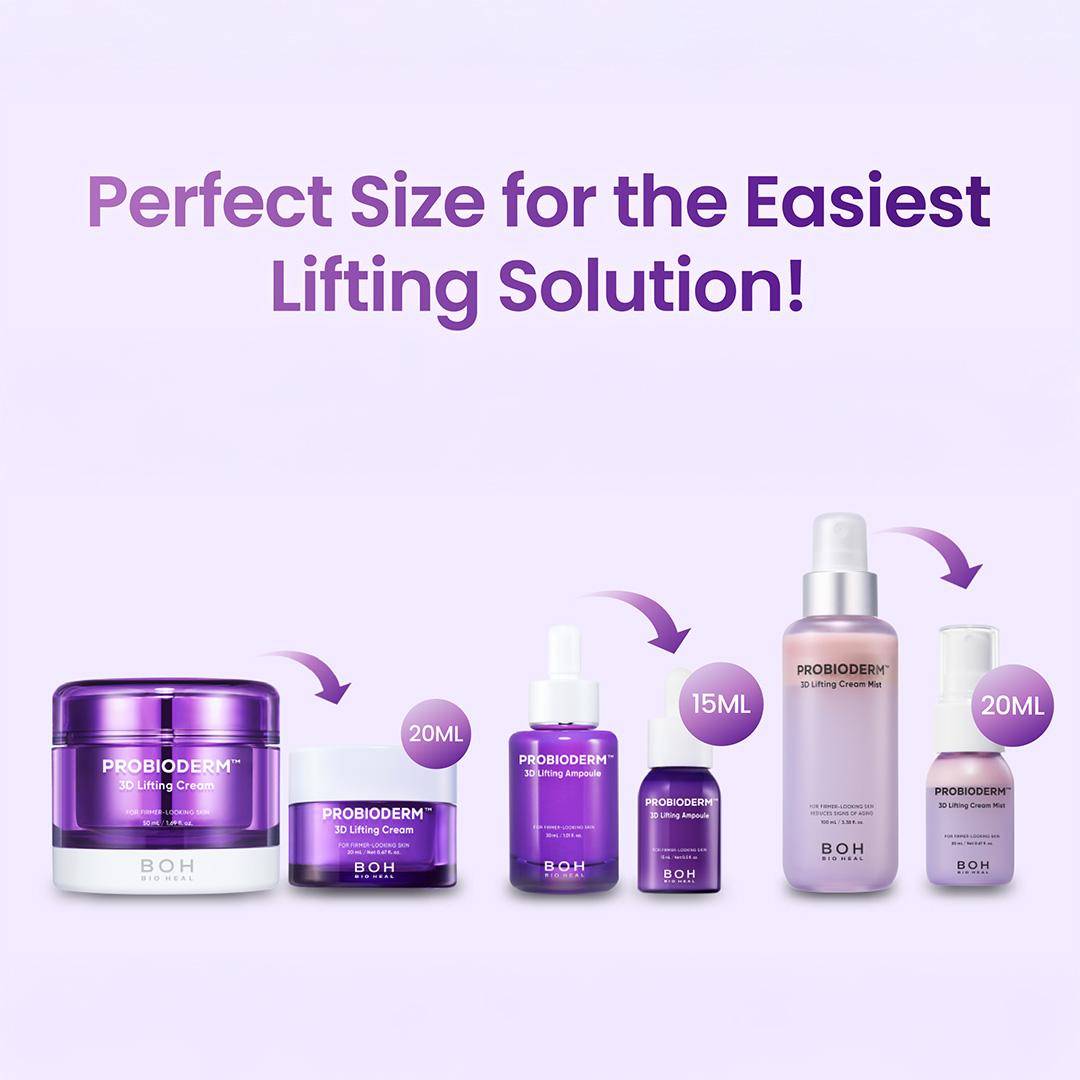 BIOHEAL BOH Probioderm 3D Lifting Travel Size Skin Care Kit | Korean Skincare Set for Firming & Hydration, with Ampoule, Face Moisturizer & Serum Spray | Mini Travel Essentials & Gift Set for Women Smooth Restore BIOHEAL BOH Probioderm 3D Lifting Travel Size Skin Care Kit | Korean Skincare Set for Firming & Hydration, with Ampoule, Face Moisturizer & Serum Spray | Mini Travel Essentials & Gift Set for Women Smooth Restore