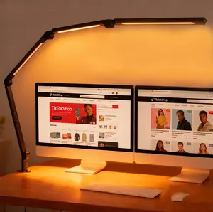LED desk lamp with clamp mount, adjustable arm lamp for home and office use, dimmable eye-protection lamp, bright modern LED table lamp ideal for nail technicians, puzzle enthusiasts, and night owls, flexible high-pole work lamp