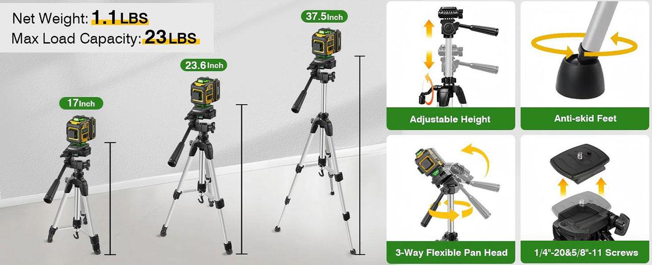 Laser Level 16 Line Self Leveling with Tripod, Alloyman 4D Lazer Level, 4x360° Line Laser for Construction Project Renovation, Floor Tile,   Laser Level Lines Tool, Holiday Gift Ideas for Christmas and New Year Celebrations