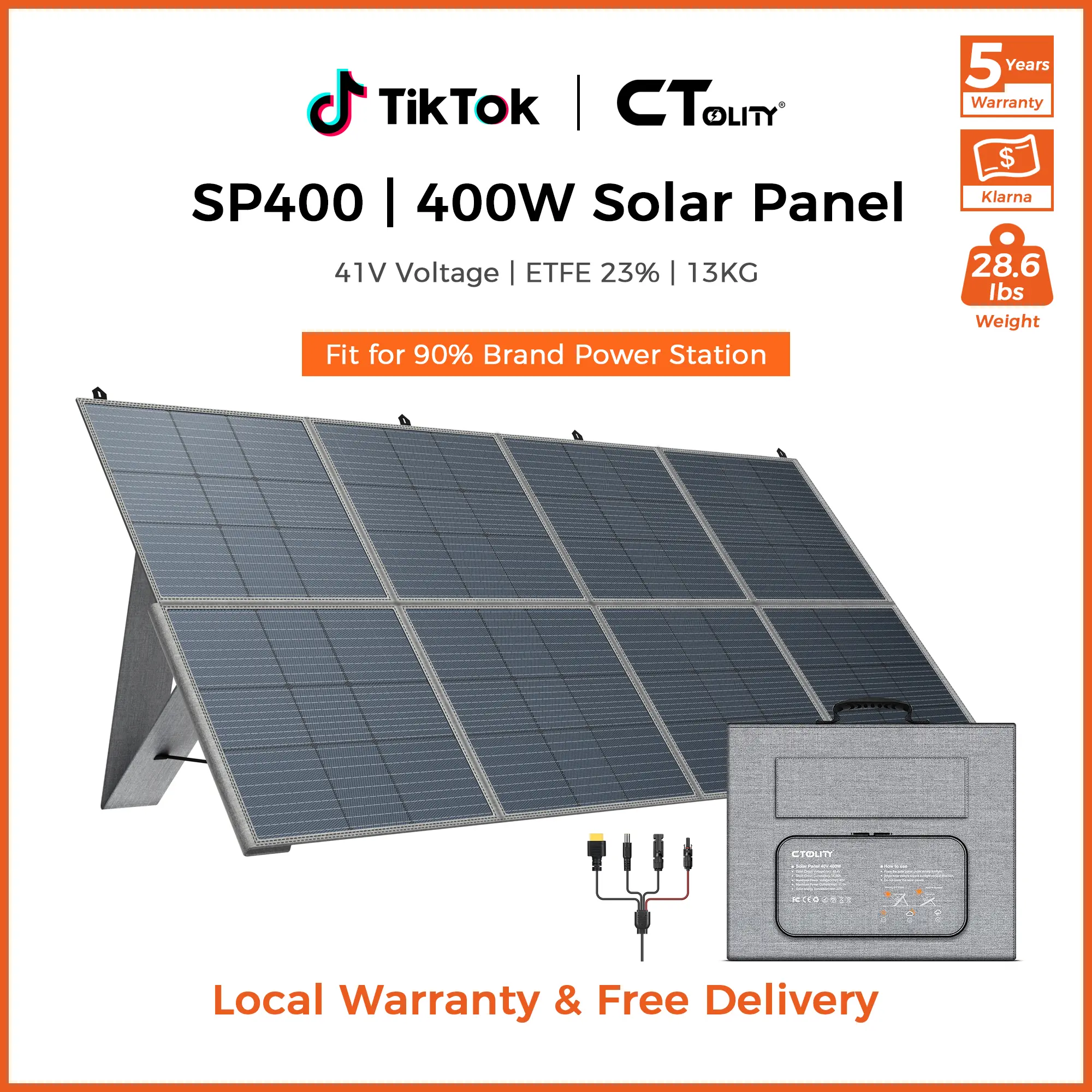 [Summerfinds]CTOLITY SP400 400W Foldable Solar Panel 41V 10A for Outdoor Camping RV Power Station with 8F Bracket & 22% High Efficiency Charge power station fast Free Energy Camping Essentials 2026/Camping Gear