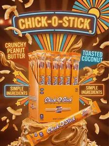 Chick O Stick 0.7 oz Candy Sticks – 36 Count Box – Old-Fashioned Peanut Butter Coconut Crunch Candy Individually Wrapped