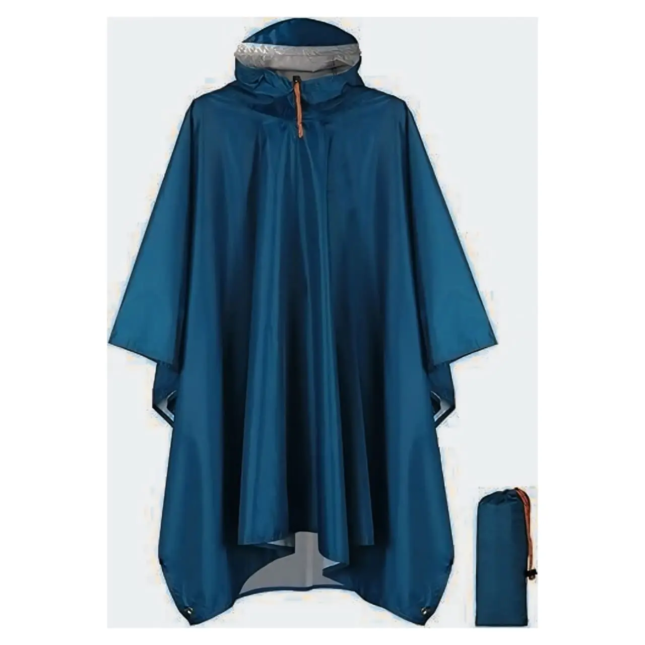Unisex Hooded Rain Poncho for Adults - Waterproof, Lightweight, Full Body Cover, Rainproof, Reusable All Seasons Rain Coat for Emergency Outdoor Use Blue Rainy Day