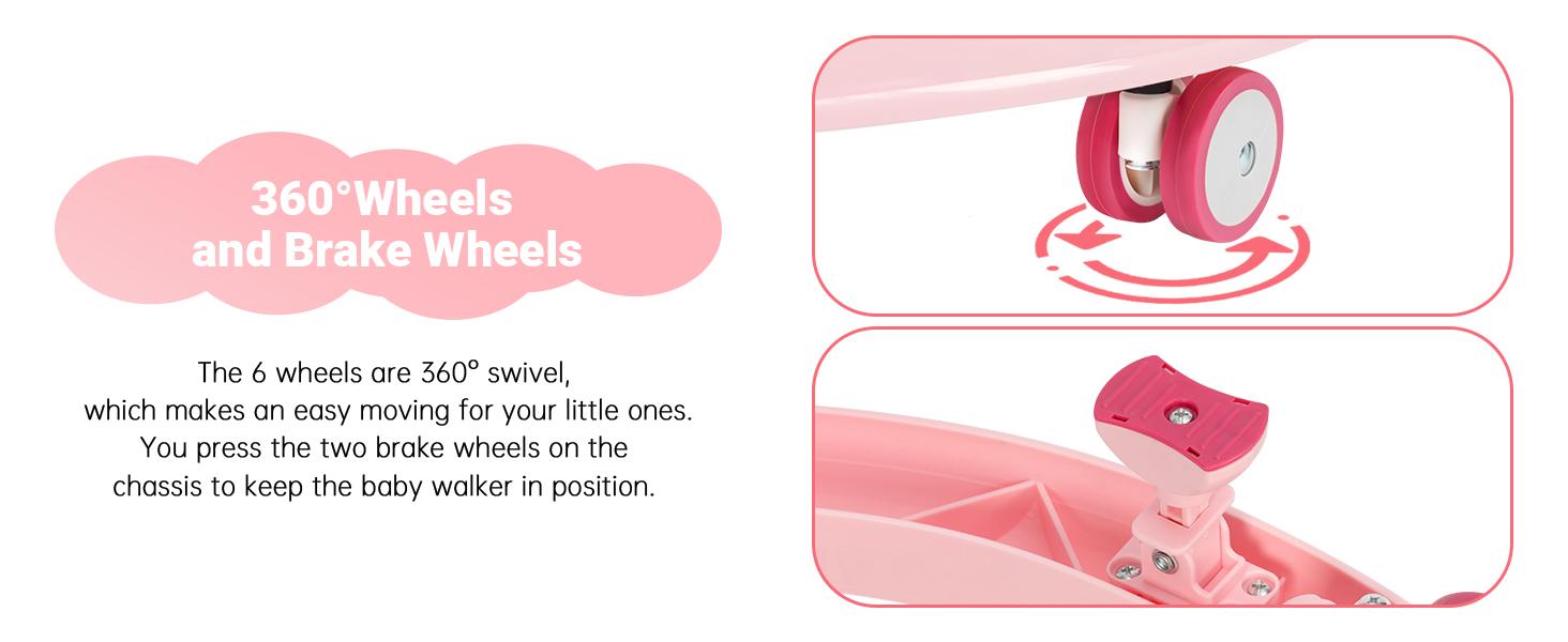 Baby Walker Foldable with 9 Adjustable Heights, Baby Walkers and Activity Center for Boys Girls Babies 7-18 Months, Baby Walker with Wheels Portable Floorwalker Floorwalker Infant