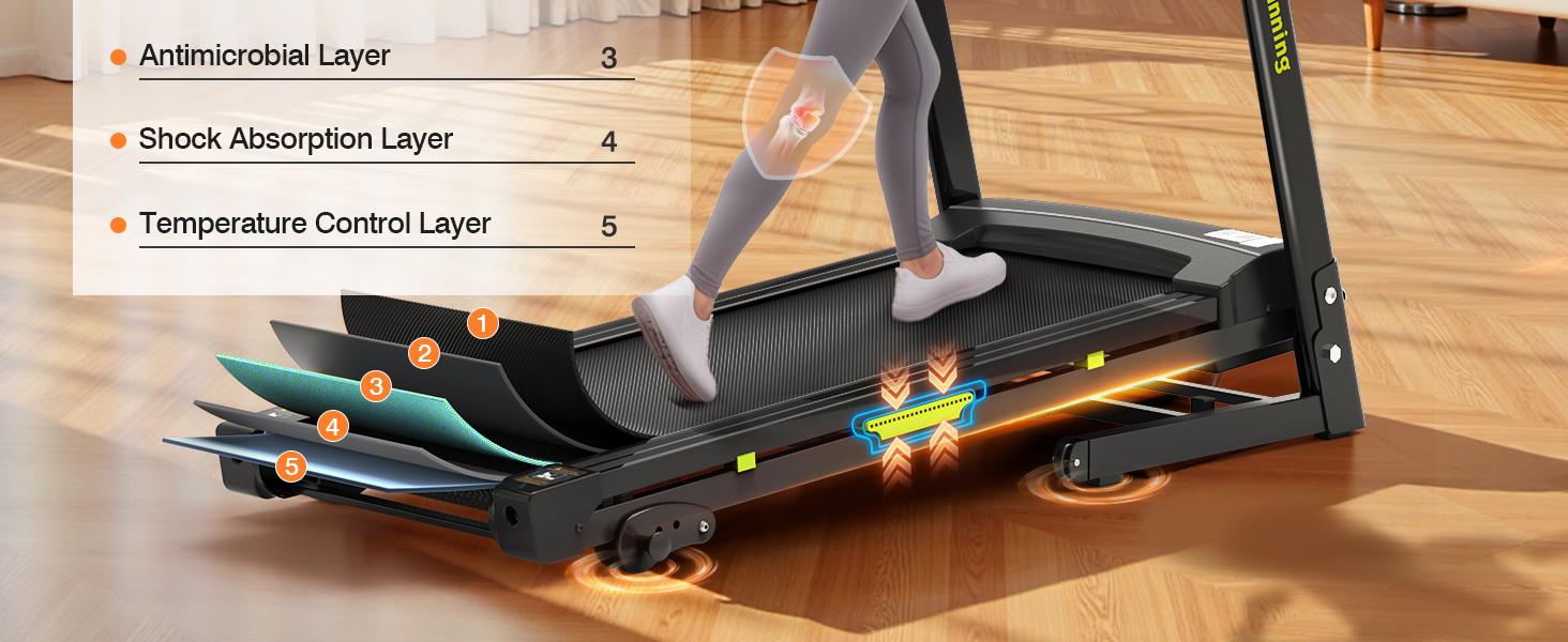 【3 Manual incline】LIVIVOX 3.5HP Folding Treadmill for Home/Office with Incline, 8.5MPH,330lbs Weight Capacity, Portable walking pad Treadmill with Bluetooth, 12 Preset Programs, adjusting speed walking pad home gym equipment