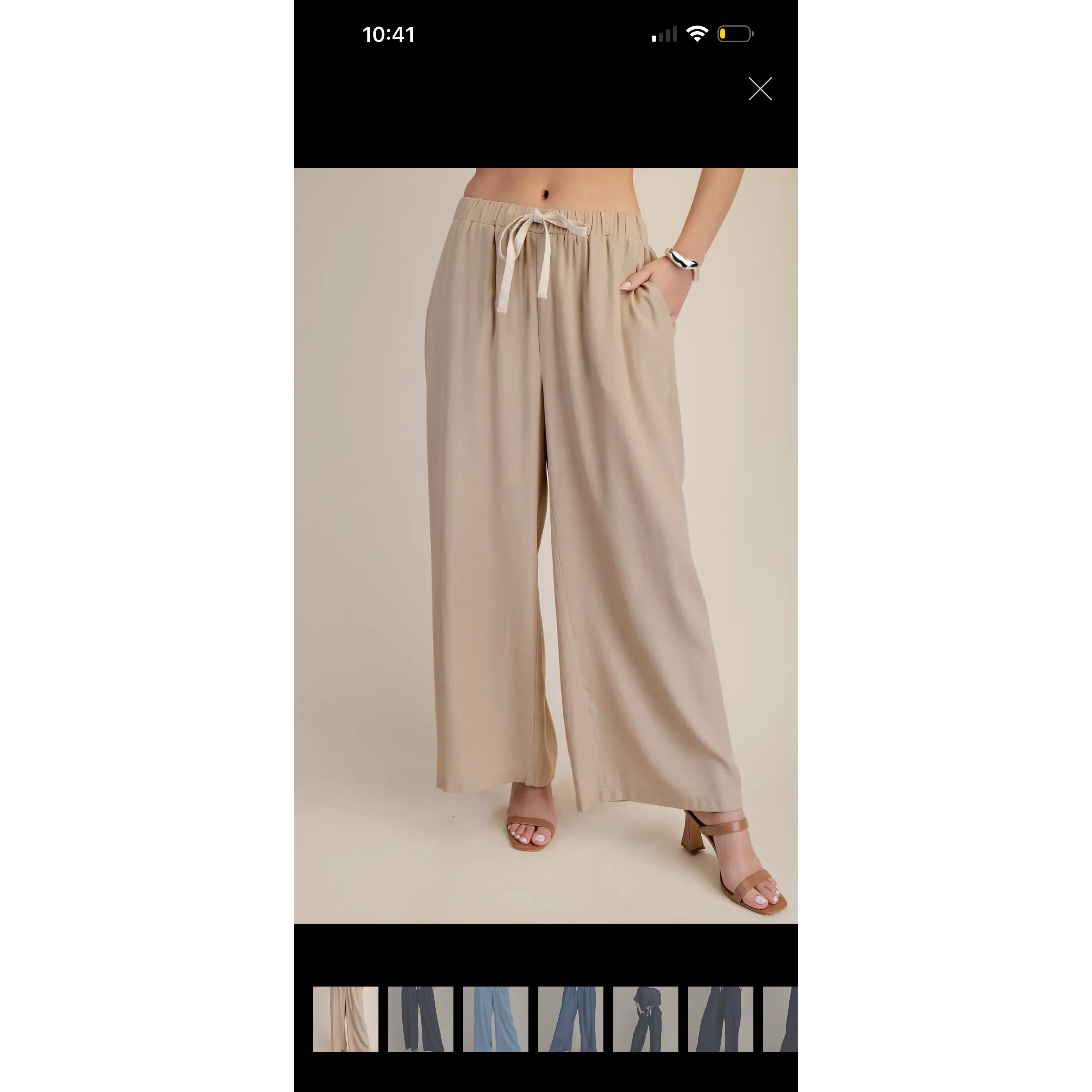 Taupe Wide leg Drawstring Pants JBJ