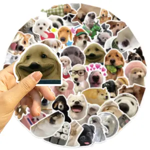 50PCS funny dog face stickers waterproof cute interesting for customizing notebooks skateboards guitar cases and travel suitcases perfect gift for pet owners