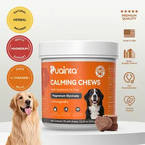 Puainta Calming Chews for Dogs - Magnesium Glycinate & Melatonin for Stress Relief and Restful Sleep