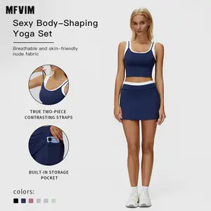 MFVIM Women's Solid Color Crop Tube Tops & Shorts Sportswear Set, Casual Comfy Breathable Two-piece Outfits for Yoga Gym Workout Running, Ladies Sportswear for All Seasons, Workout Running Clothes