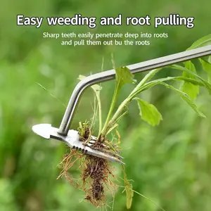 1 count Weed Puller Tool,Weeding Artifact Uprooting Weeding Tool Dual Purpose Manual Hand Weeders Tool for Gardening Vegetable Backyard Farm Planting(Wooden Handle)