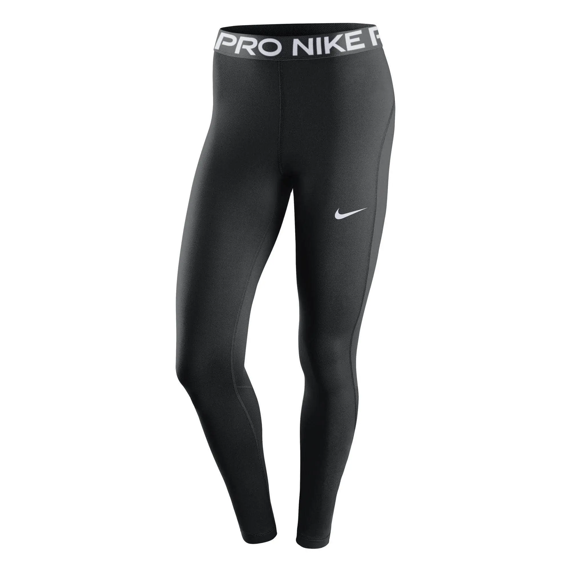 Nike Pro Mid-Rise Mesh-Paneled Leggings - Women's Fitness Yoga Pants Tight Fitting Pants, Shaping Leggings, Skinny Yoga Bottoms, Breathable, Black Leggings Women