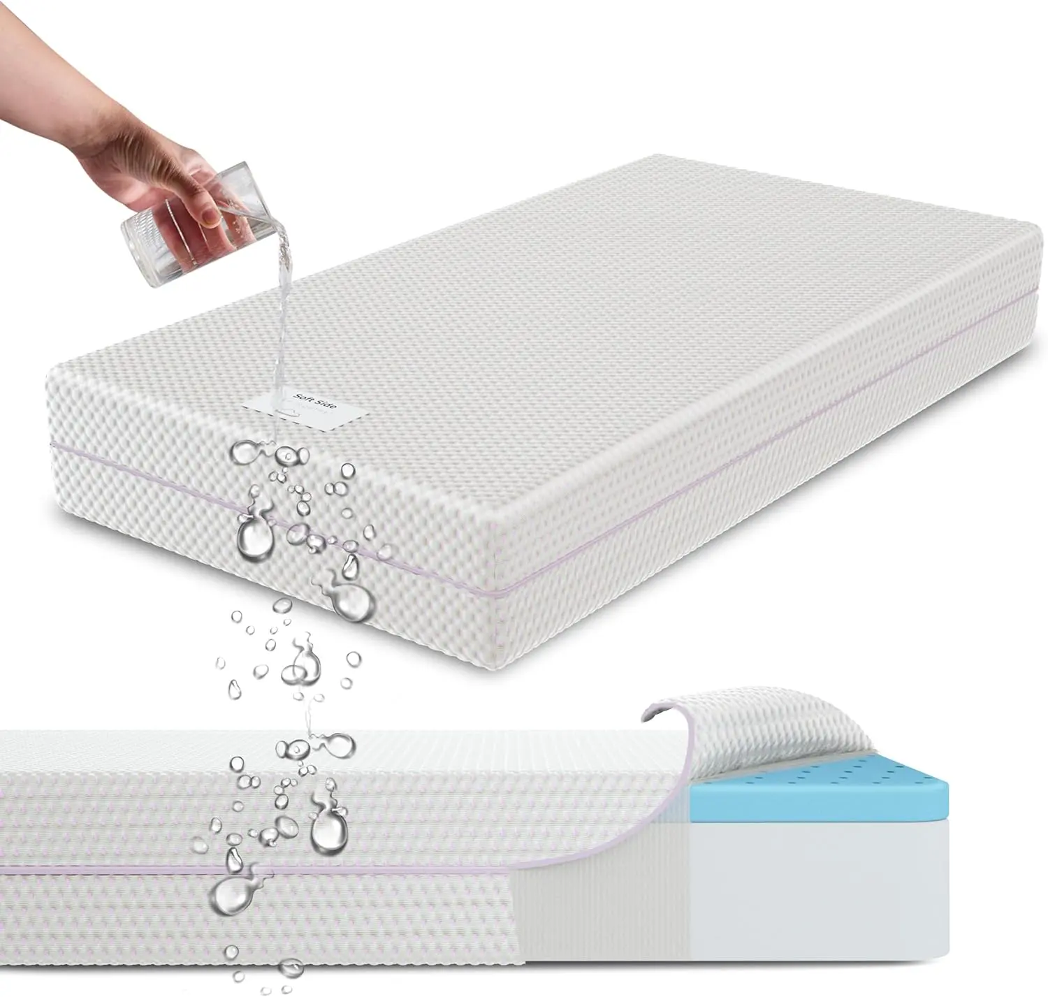 Sleepah Crib Mattress Dual Sided Cooling Memory Foam for Babies & Toddlers Standard Sized Cribs (Pink)