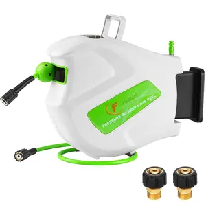 Pressure Washer Hose Reel with Hose, 1/4" × 65ft Retractable Power Washer Reel with Hidden Handle, Wall Mounted High Pressure Hose Reel Auto Rewind, 3600 PSI fathersdaygift