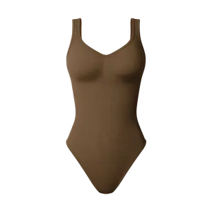 OYV Women's 1 Piece Bodysuit Sexy Ribbed Sleeveless Shapewear Tank Tops Bodysuit