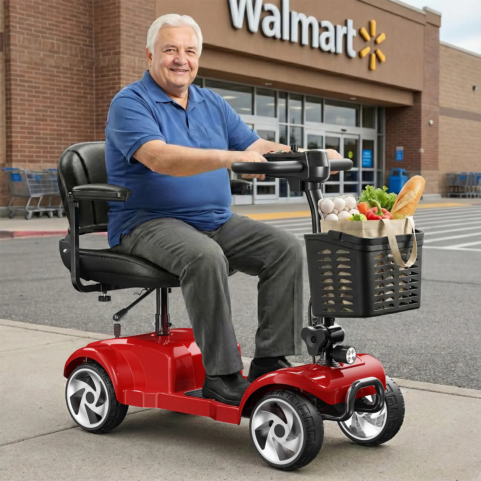 SwiftEco 4-Wheel Mobility Scooter for Adults, Heavy Duty Electric Scooter, Foldable for Travel with Long-Range Battery, Swivel Seat & Basket - 330 lb Capacity, 18-70 Years, Flycity 4-Wheel Mobility Scooter