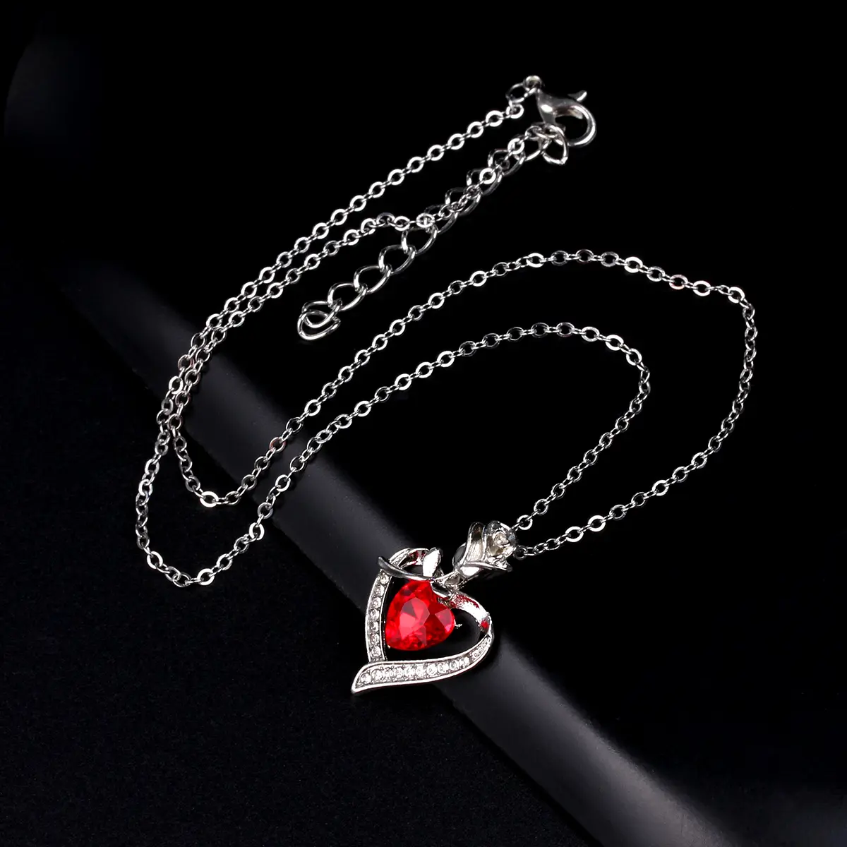 Fashion Women's Rose Heart Pendant Necklace, Mother's Day Gift Jewelry