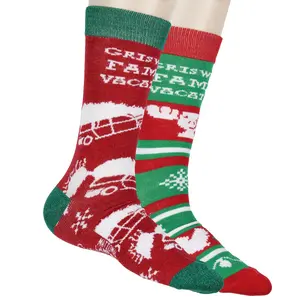 National Lampoon's Christmas Vacation Men's Griswold Family Vacation 2-Pk Knit Crew Socks Shoe Size 8-12 Sock Size 10-13