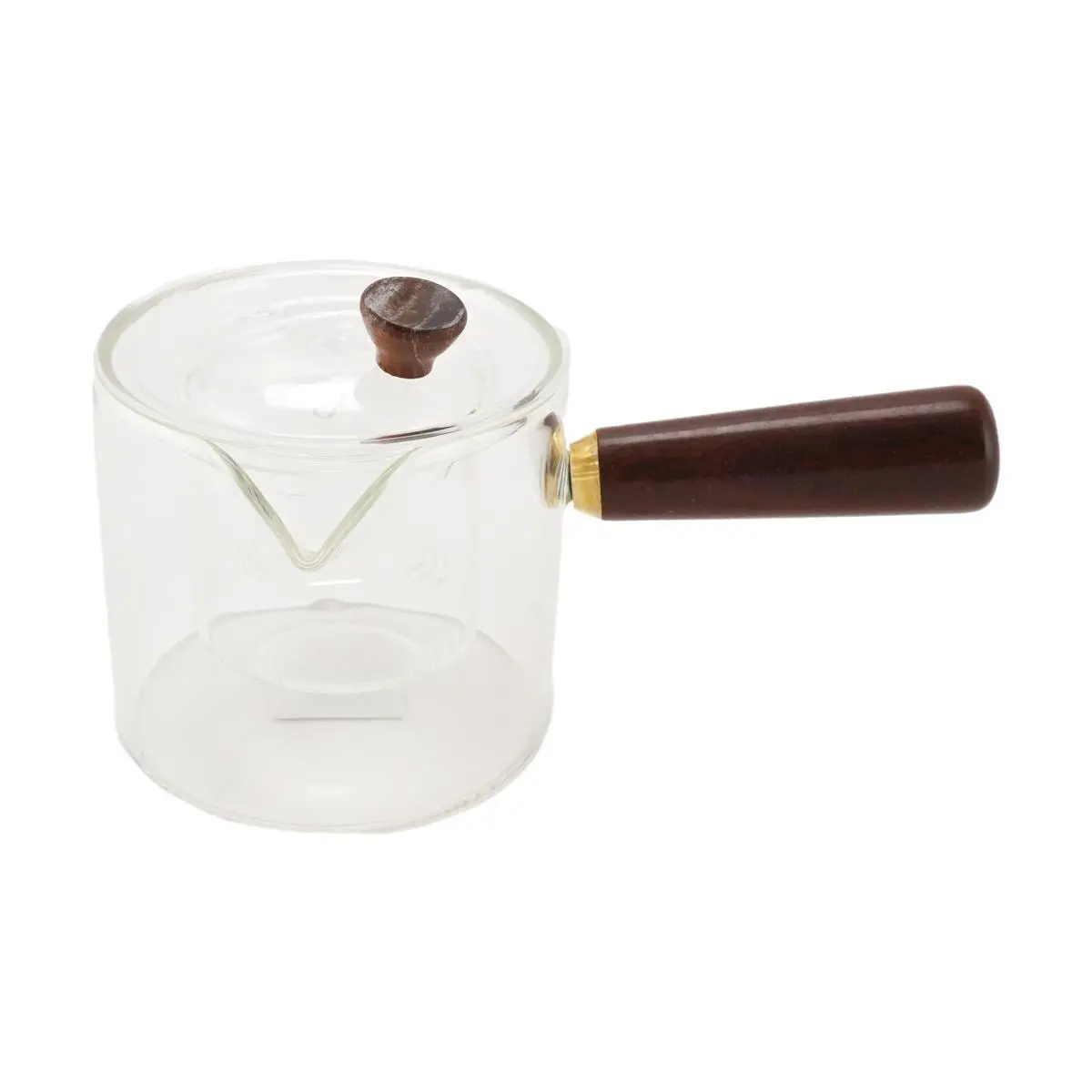Japanese Glass Side Handle Teapot with Wood Filter, High-Temperature Resistant for Loose Leaf Tea & Gongfu Brewing, 11.8cm
