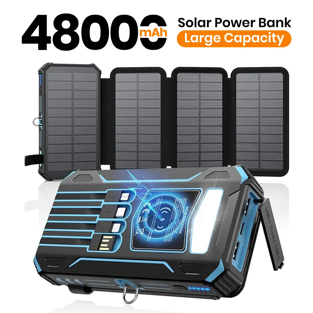Solar Power Bank Solar Charger 48000mAh 3A Fast Charging Phone Charger External Battery Pack 3 Outputs Solar Portable Charger for Cellphone Tablet,back to school,back to school haul