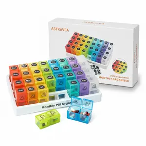 ASTRAVEA Never Miss a Dose | 31-Day High-Capacity Pill Organizer, 32 AM/PM BPA-Free Compartments | Portable Travel Medication Box