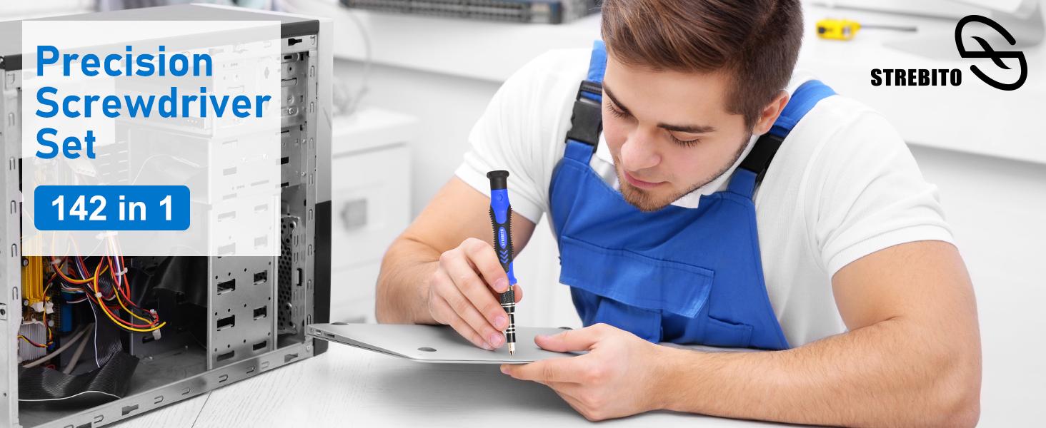 STREBITO Electronics Precision Screwdriver Sets 142-Piece with 120 Bits Magnetic Repair Tool Kit for iPhone, MacBook, Computer, Laptop, PC, Tablet, PS4, Xbox, Nintendo, Game Console STREBITO Electronics Precision Screwdriver Sets 142-Piece with 120 Bits Magnetic Repair Tool Kit for iPhone, MacBook, Computer, Laptop, PC, Tablet, PS4, Xbox, Nintendo, Game Console