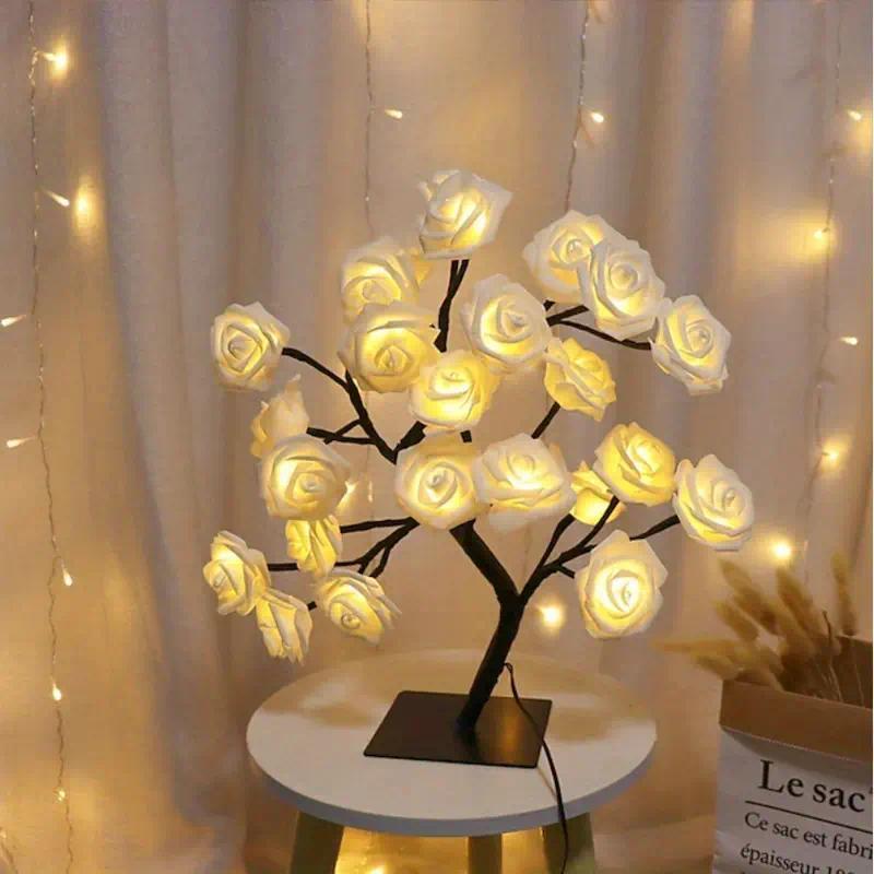 Rose-shaped night light, USB-powered, table lamp, bedroom lighting, holiday decorative lights, home decor, Valentine's Day gift, Mother's Day gift, home decor lighting