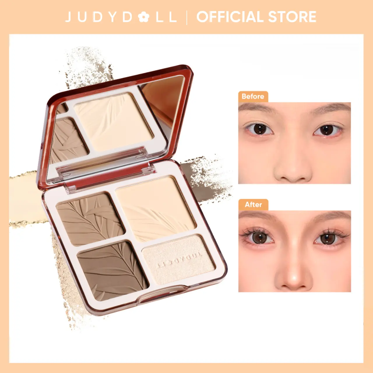 JUDYDOLL 2 in 1 Highlight & Contour Palette - Face Shaping, Long-Lasting, Multi-Use Makeup Palette, Face Bronzer, Cool Toned, Natural Matte Highlighter, Blendable, Buildable Contour, Back to School