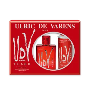 Ulric De Varens Flash Eau De Toilette for Men 2pcs Set - Aromatic, Vibrant, and High Spirited - Calming, Marine Aromatic Fern and Notes of Mandarin, Apple, Lavender, and Thyme- Ideal for the Daring and Gallant Man - 3.4 Fl Oz + 6.8 Fl oz Deodorant
