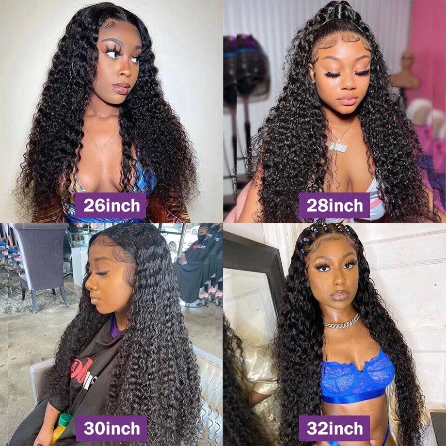 Bling Hair 32 34 Inch 13x4 13x6 Kinky Curly Lace Front Wig Human Hair Pre-plucked Brazilian 13x4 Deep Wave Frontal Wig Hd Lace Wigs Natural Color Hair Wig For Women