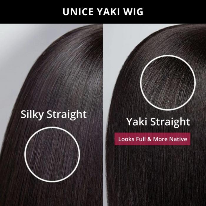 UNice Glueless Yaki Straight Short Bob Wig with Drawstring Pre-cut 7x5 HD Lace Human Hair Wigs with Bleached Knots Beginner Friendly Natural Hairline Summer Wig SummerArrvials #SoHoChic #TikTokShopBackToSchool