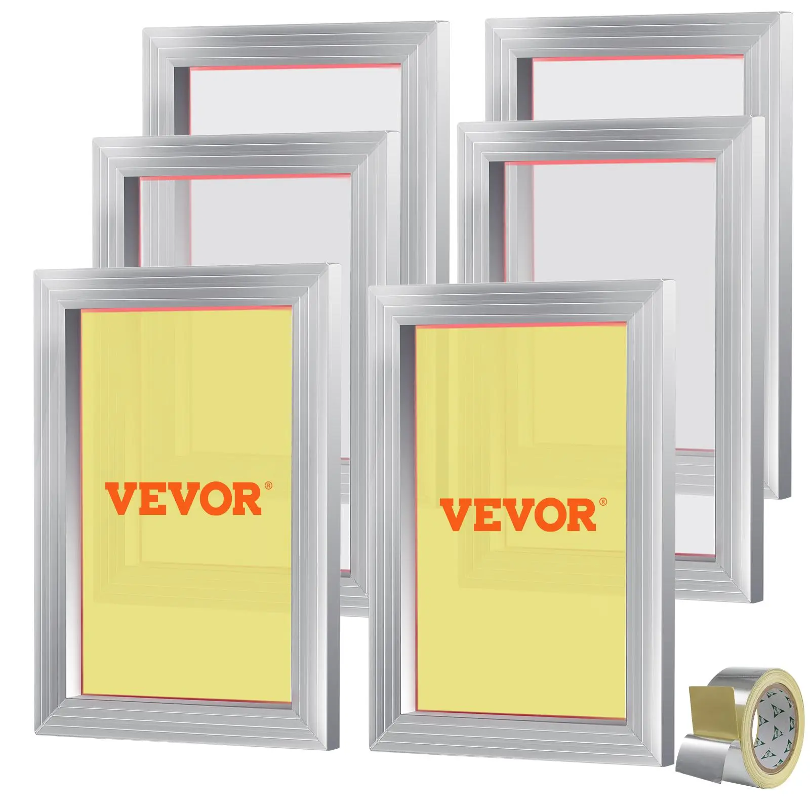VEVOR Screen Printing Kit,  6 Pieces Aluminum Silk Screen Printing Frames, 10x14inch Silk Screen Printing Frame with 156 Count Mesh, High Tension Nylon Mesh and Sealing Tape for T-shirts DIY Printing