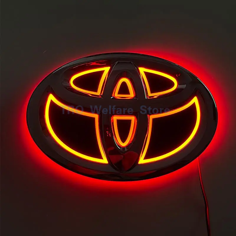 Upgraded 25cm 5D LED Beacon Rear Emblem Light for Toyota Cars, 2W, Plug-and-Play, High Brightness, Futuristic Look, Blue/Red/White Options, Factory Glossy Surface, 3-Min Installation, Long-Lasting, Fits Corolla Camry Prado Alphard