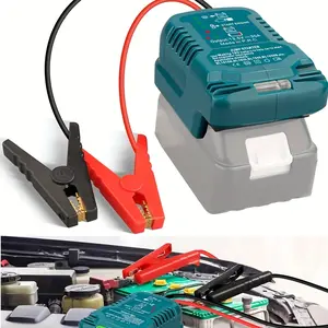 Jump Starter Adapter | for Makita 18V Li-ion Battery | with Jumper Cable Clamps | Portable Car Charger | for Mini Cars Golf Carts Camping Lights Lawn Mowers