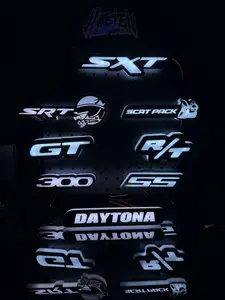 Habibis Carbon Flow Series RGB R/T Scatpack Demon Smoking Bee LED Front Emblem Lights for Dodge Challenger Charger Durango Jeep Trackhawk Chrysler Car Truck Decal with App Control Weather Resistant Vehicle Exterior Decoration