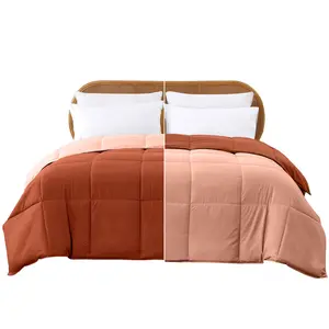 Modern Threads Reversible Down Alternative Comforter - Rust & Clay, Twin, Breathable, 100% All-Polyester, Anti-Allergic, Flat Weave Bedding Duvet