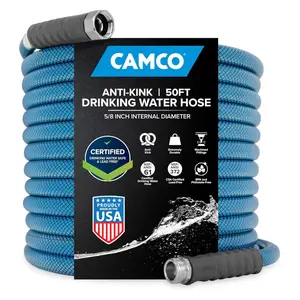 Camco TastePURE 50' RV & Marine Drinking Water Hose, 5/8" Inside Diameter, Blue