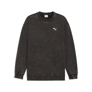 PUMA Mens Essentials Elevated Relaxed Wash Crew Fl Casual - Black