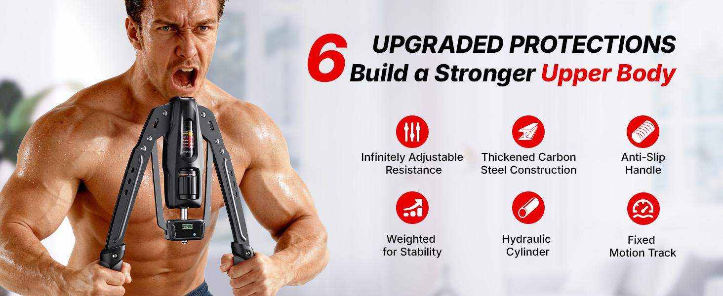 Merach Hydraulic Arm Trainer with Counter, 22-440lbs Adjustable Chest Expander for Home Gym, Arm & Shoulder Strength Training Equipment Merach Hydraulic Arm Trainer with Counter, 22-440lbs Adjustable Chest Expander for Home Gym, Arm & Shoulder Strength Training Equipment