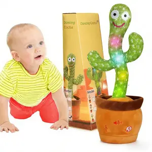 EMOIN Dancing Cactus Toy,Musical Toy Interactive Toy Mimicking Repeating What You Say, Toddler childhood stuffed animal Baby Toys Easter for Baby LED Musical Toy perfect present memorable gift