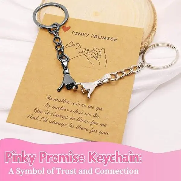 2-Piece Pinky Promise Keychain Set - His and Hers Hanging Decor, Keychains for Women, Gifts for Boyfriend, Birthday Gifts for GF Valentine Present, 2 Piece Set