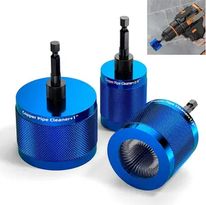 BURMONG 3 Pcs Copper Pipe Cleaner Drill Set (1/2" 3/4" 1") - Metal Tube Cleaning Brushes for Power - Professional Plumbing Tools for Copper Pipes & Tubes - Heavy-Duty Drill Attachment for Plumbers brass hex steel